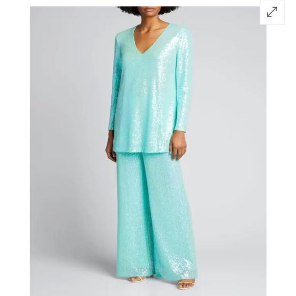 Badgley Mischka aqua sequin v neck tunic top size Extra Small XS NWT mermaid - Picture 16 of 16